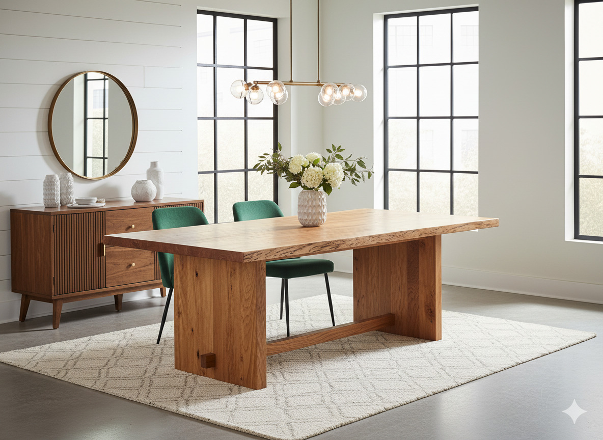 Custom solid oak dining table